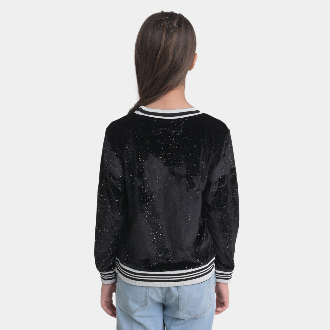 Girls Velvet Sweatshirt Be Kind-BLACK