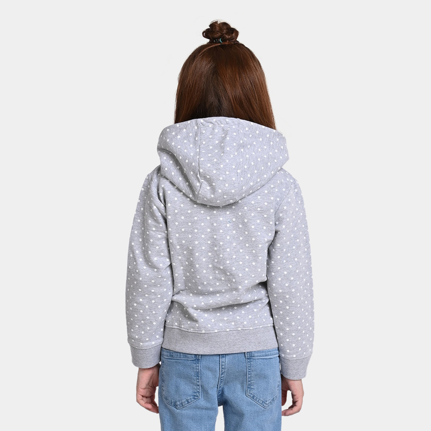 Girls Fleece Knitted Jacket Character-H.grey