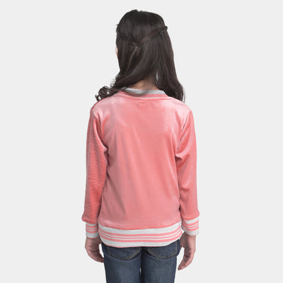 Girls Velvet Sweatshirt Groovy-Pink