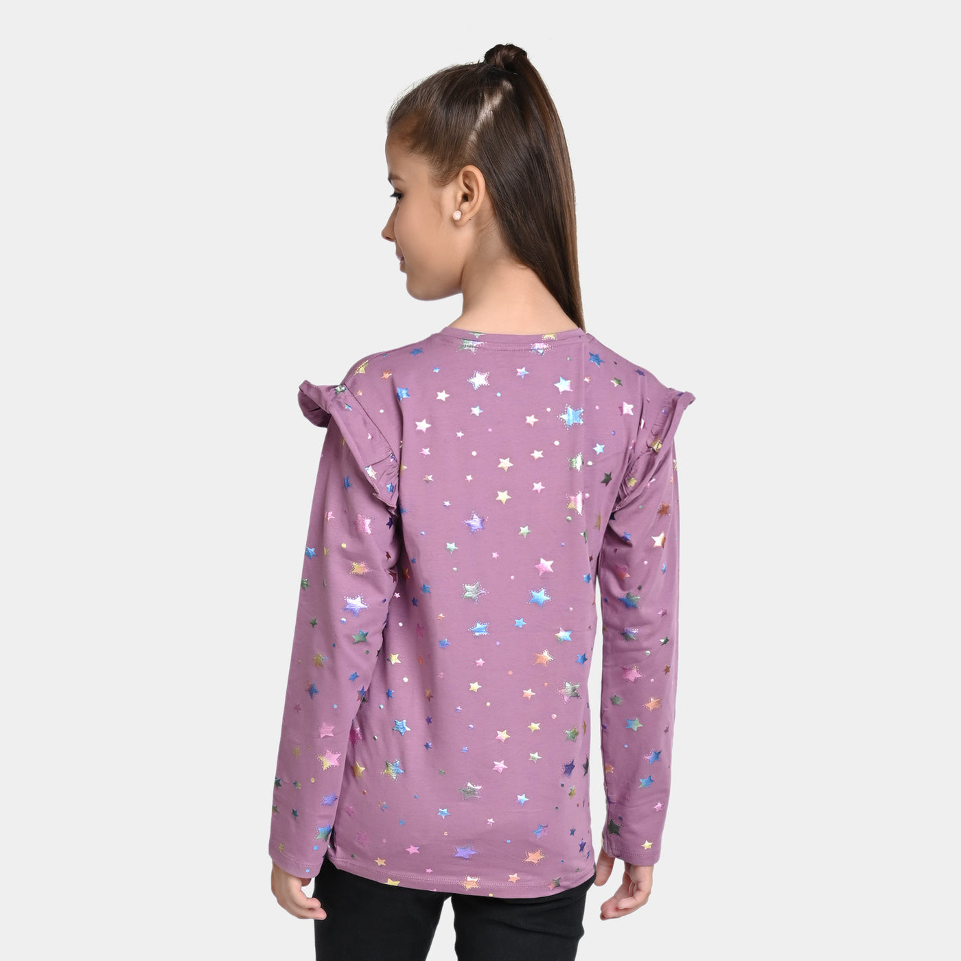 Girls Jersey T-Shirt F/S Multi Stars -Lavender