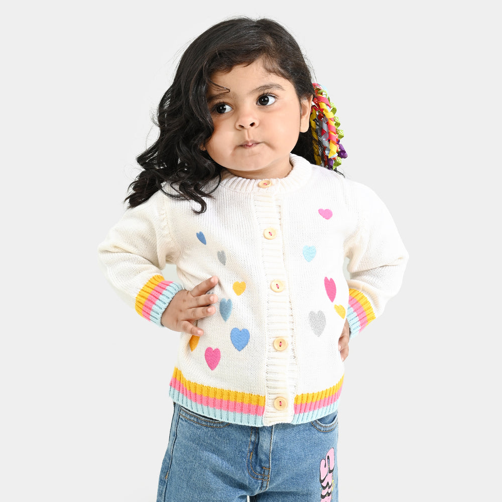 Infant Girls Acrylic Sweater-Multi hearts