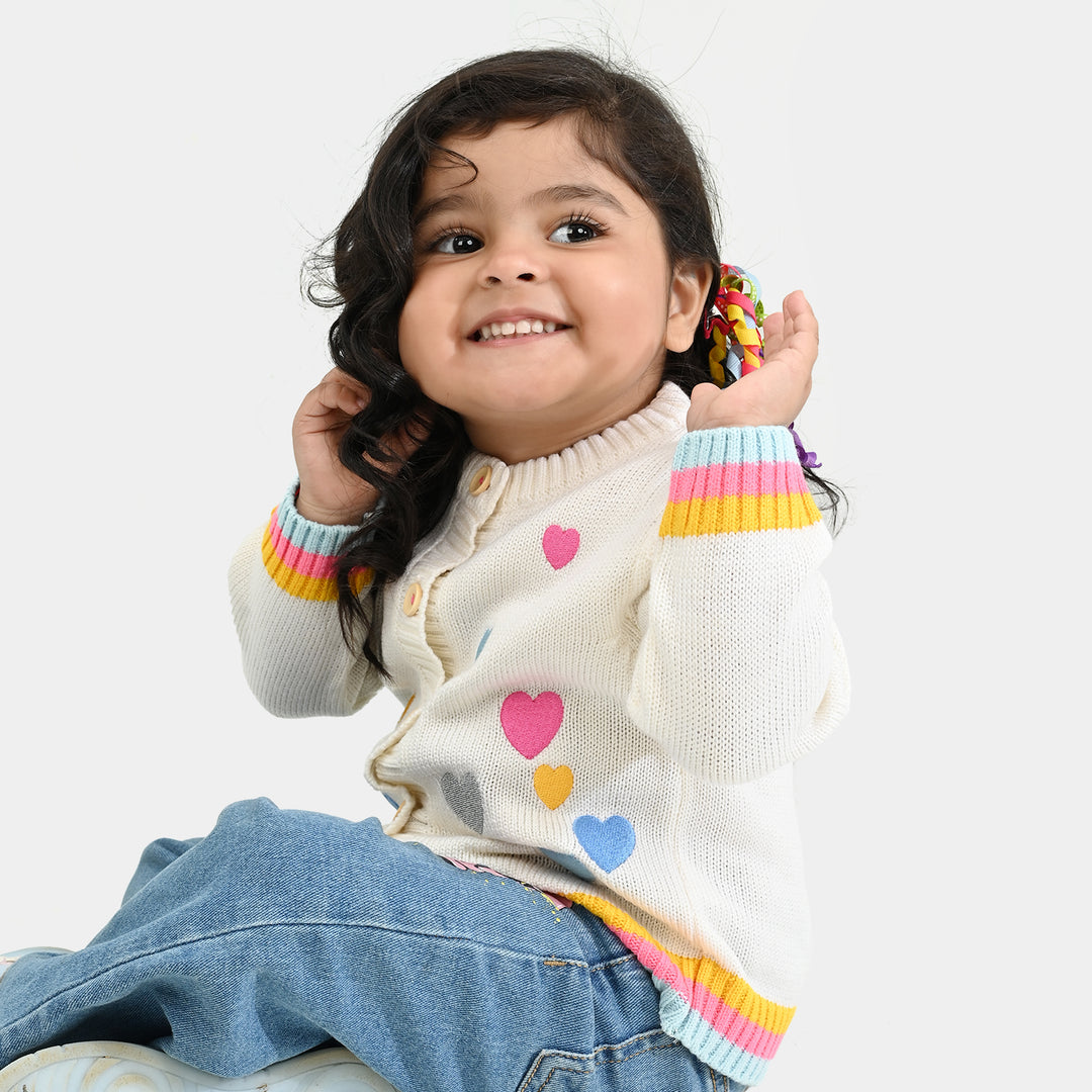 Infant Girls Acrylic Sweater-Multi hearts