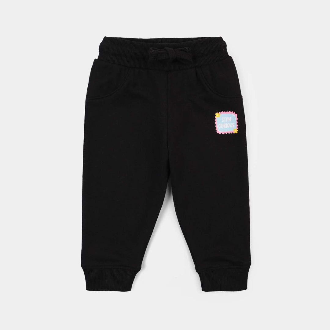Infant Girls Cotton Terry Pyjama Stay Curious -BLACK
