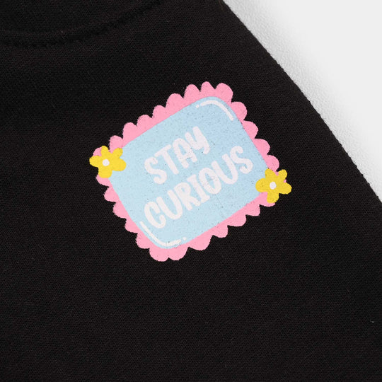Infant Girls Cotton Terry Pyjama Stay Curious -BLACK