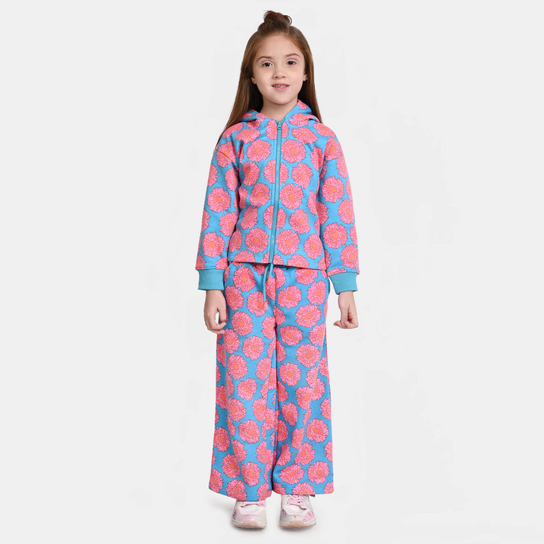 Girls Fleece 2 Piece Suit Autumn-Pink/Blue