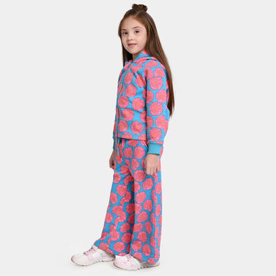 Girls Fleece 2 Piece Suit Autumn-Pink/Blue