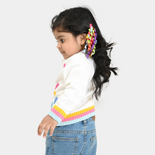 Infant Girls Acrylic Sweater-Multi hearts