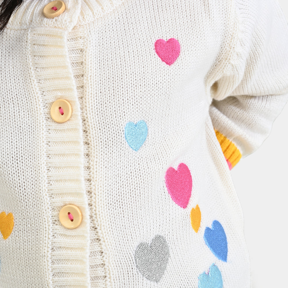 Infant Girls Acrylic Sweater-Multi hearts