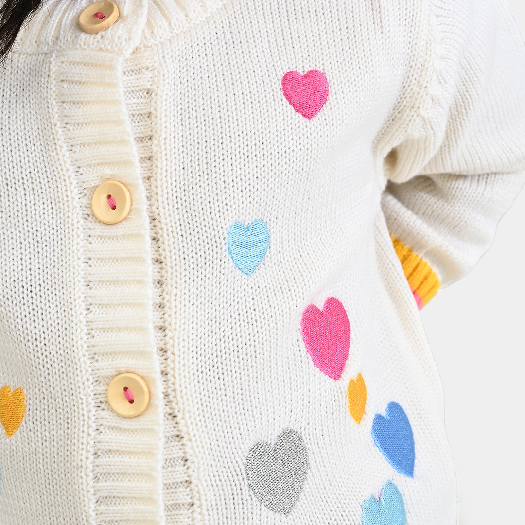 Infant Girls Acrylic Sweater-Multi hearts
