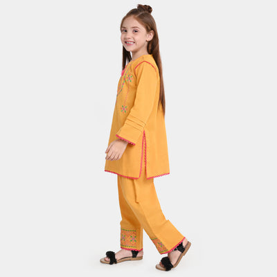 Girls khaddar 2Pc Suit Gulshan- Yellow