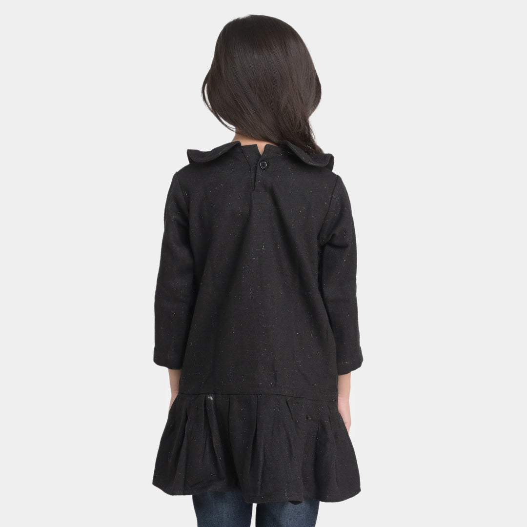 Girls Wool Fall Dress -Black