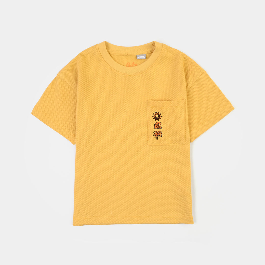 Boys Cotton T-Shirt Sun - Ochre