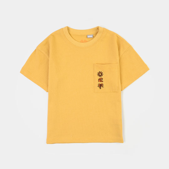 Boys Cotton T-Shirt Sun - Ochre