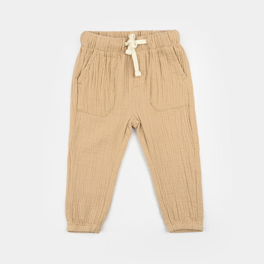 Infant Boys Gauze Pants Jogger Style - Beige