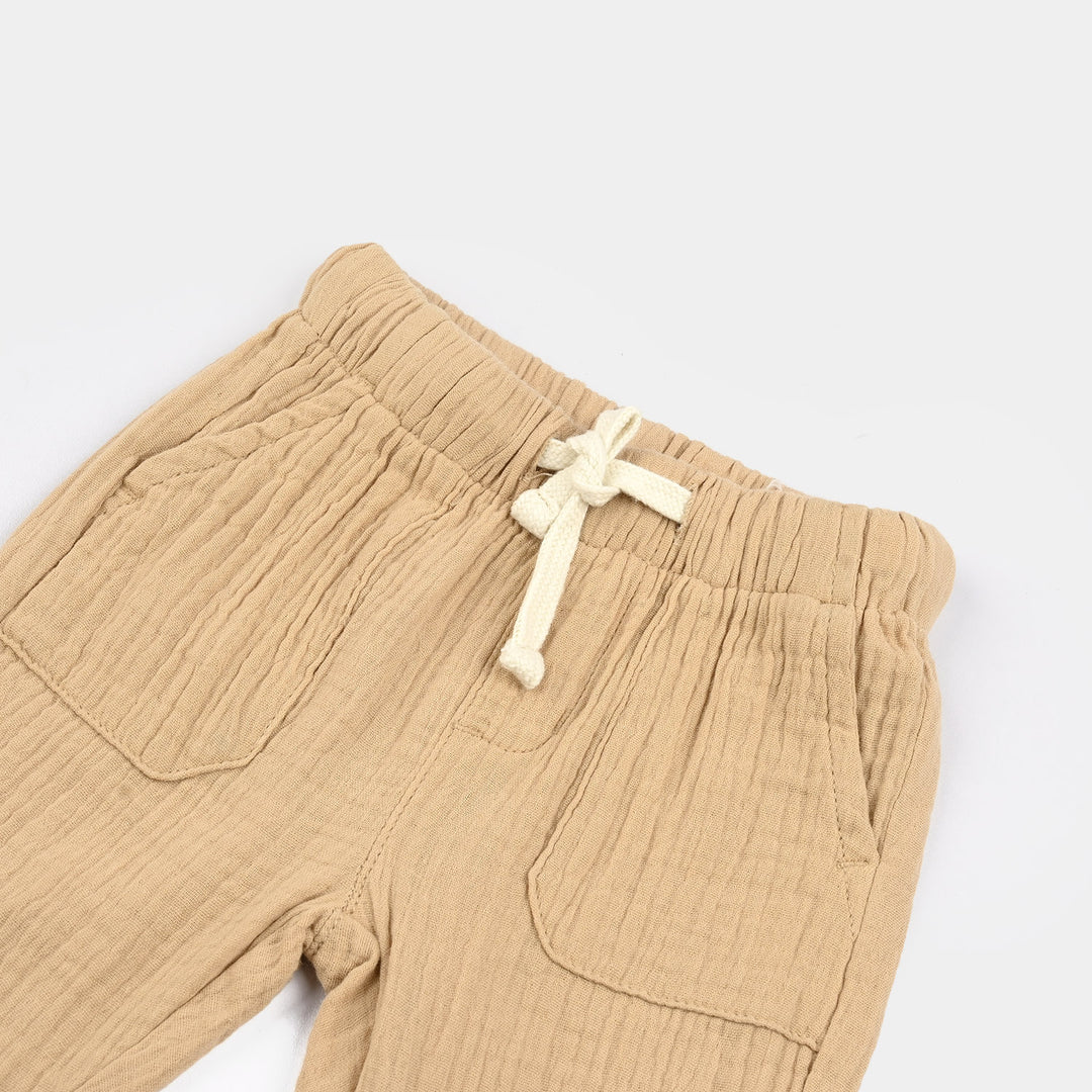 Infant Boys Gauze Pants Jogger Style - Beige