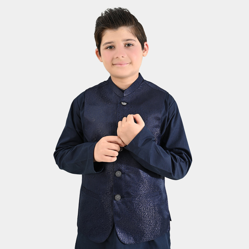 Boys Cotton Poplin 3 Piece Suit (Pageant Blue)-NAVY