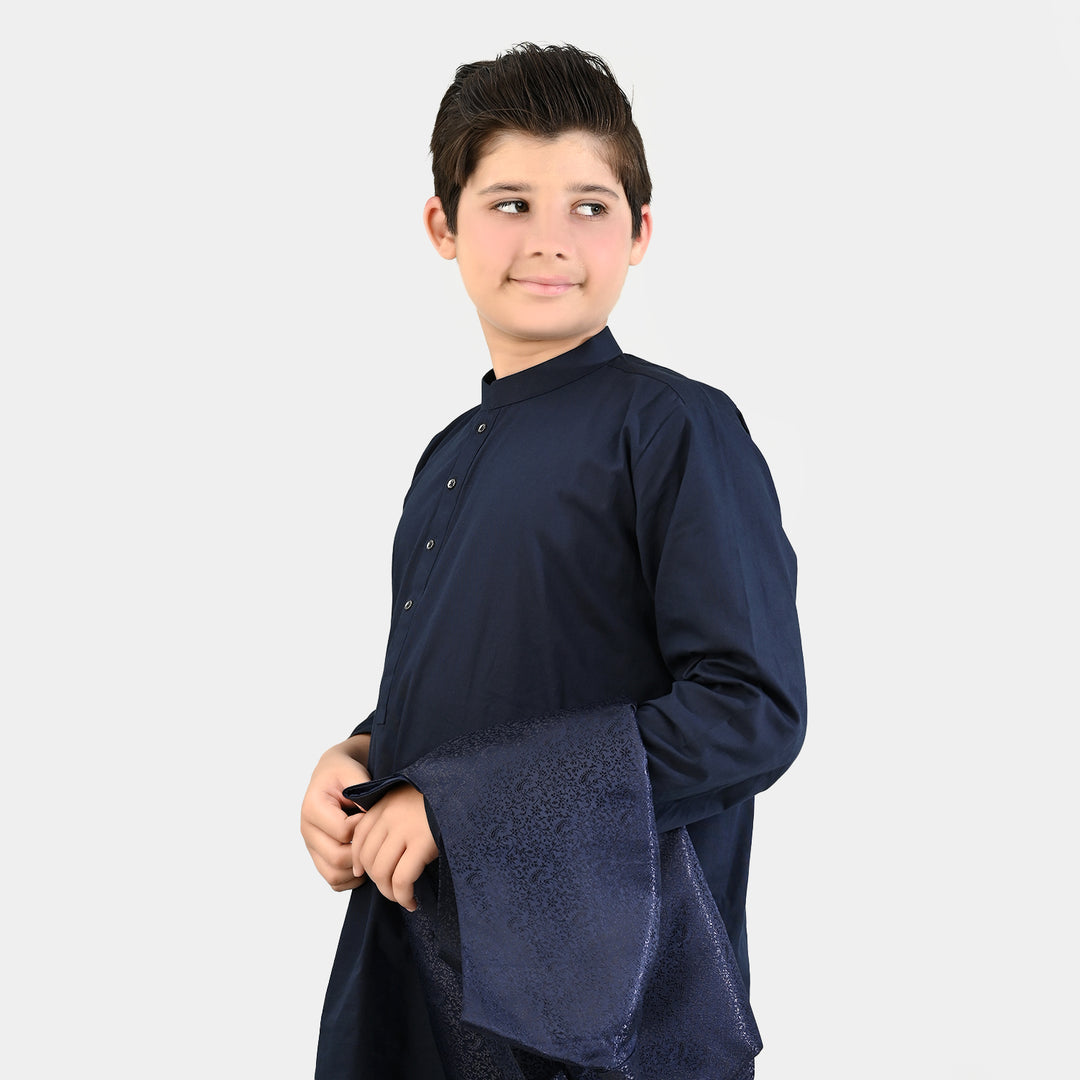 Boys Cotton Poplin 3 Piece Suit (Pageant Blue)-NAVY