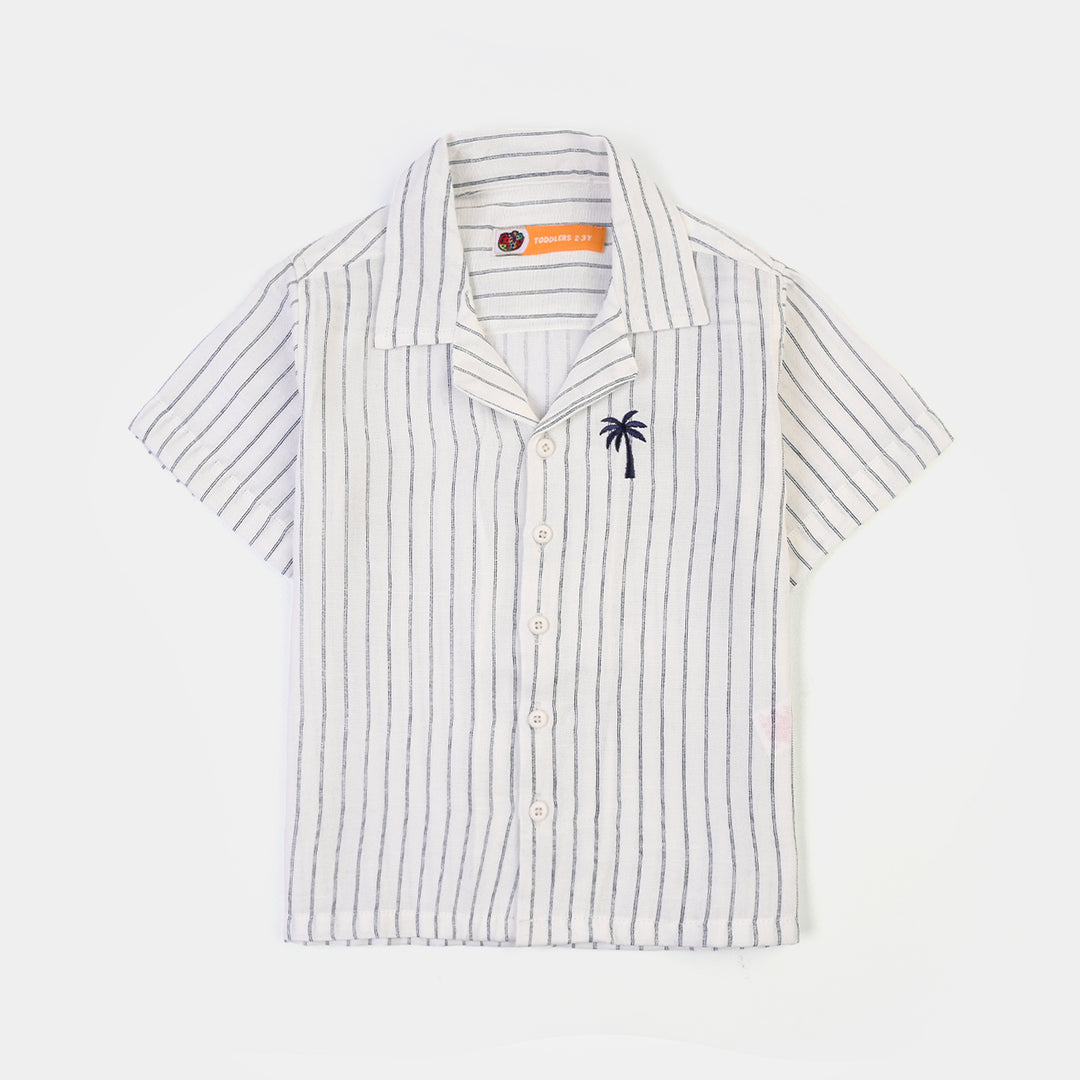Boys Yarn Dyed Shirt (Salty Vibes)-WHITE