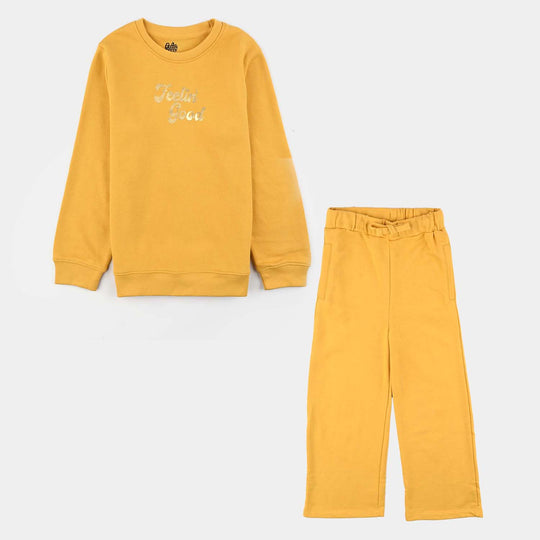 Girls Jersey/Terry 2 Piece Suit Feeling Good-Yellow