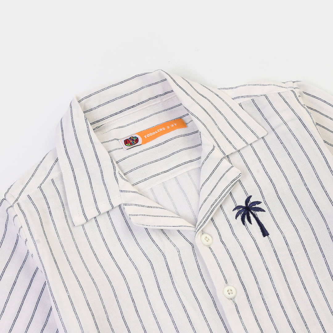 Boys Yarn Dyed Shirt (Salty Vibes)-WHITE