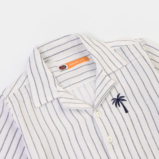 Boys Yarn Dyed Shirt (Salty Vibes)-WHITE