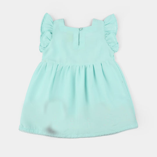 Infant Girls Poly Cambric Embroidered Kurti (Rani Bagh) - Mint Green