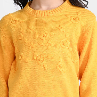 Girls Acrylic Sweater Loop Stitch-Citrus