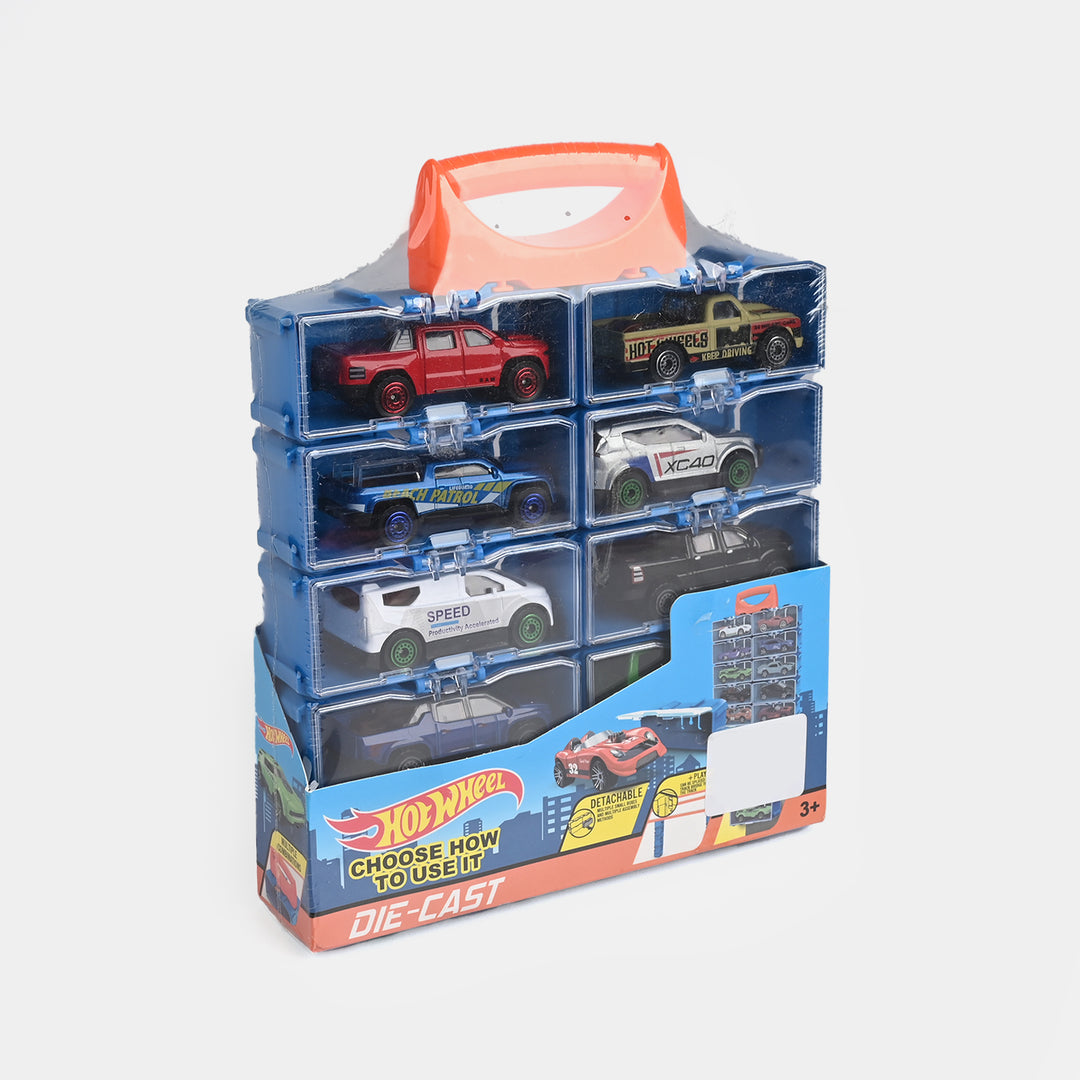 Hot Wheel Diecast 8Pcs Cars With Display Racks