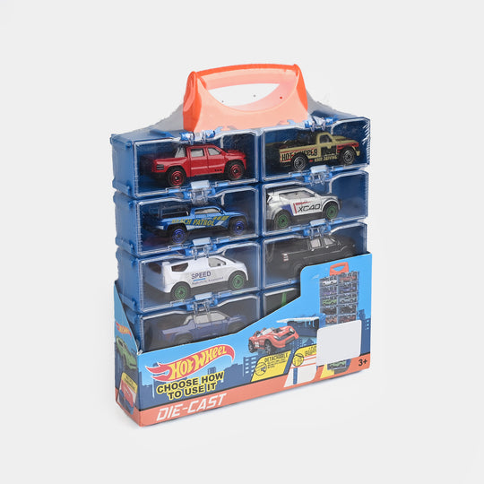 Hot Wheel Diecast 8Pcs Cars With Display Racks