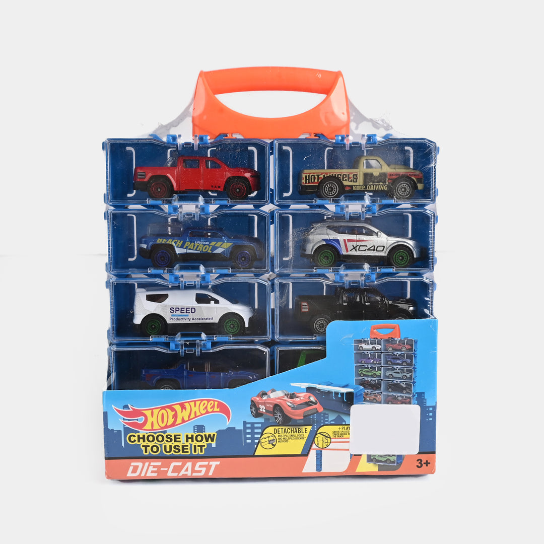 Hot Wheel Diecast 8Pcs Cars With Display Racks