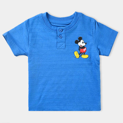 Infant Boys Cotton Jersey Round Neck T-Shirt-B.Blue