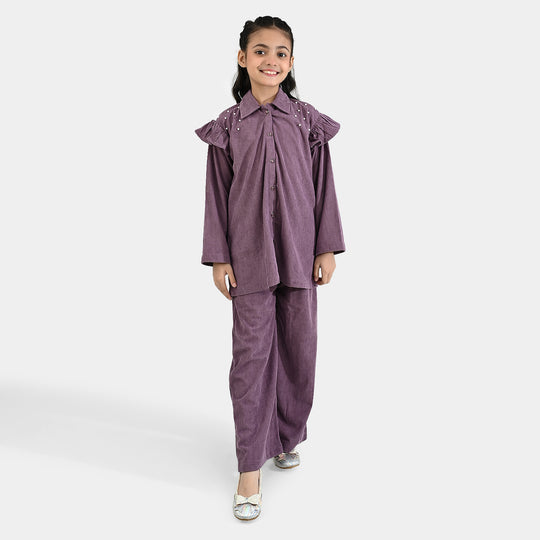 Girls Corduroy Co-Ord Set-LAVENDER
