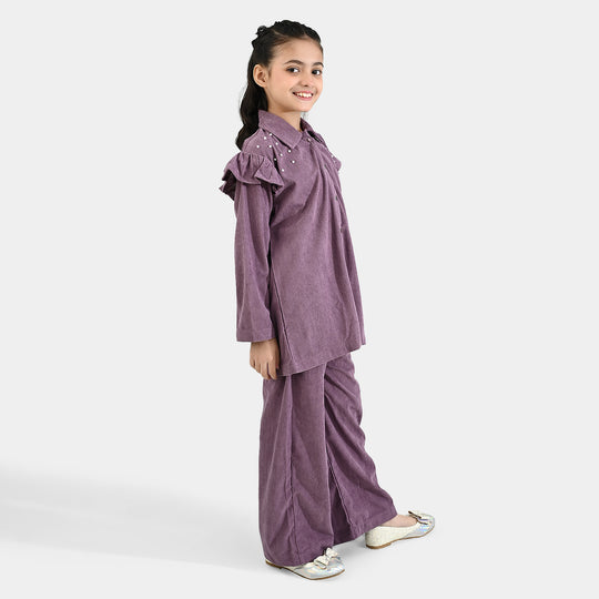 Girls Corduroy Co-Ord Set-LAVENDER