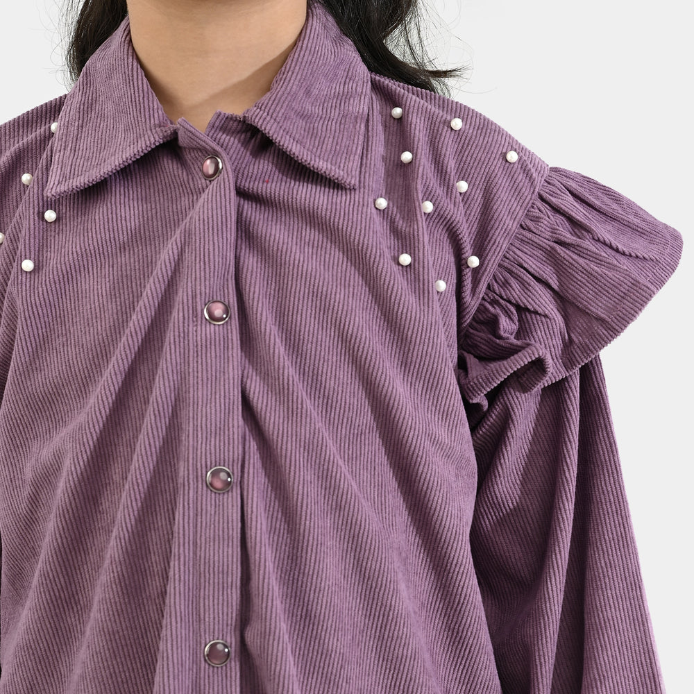 Girls Corduroy Co-Ord Set-LAVENDER