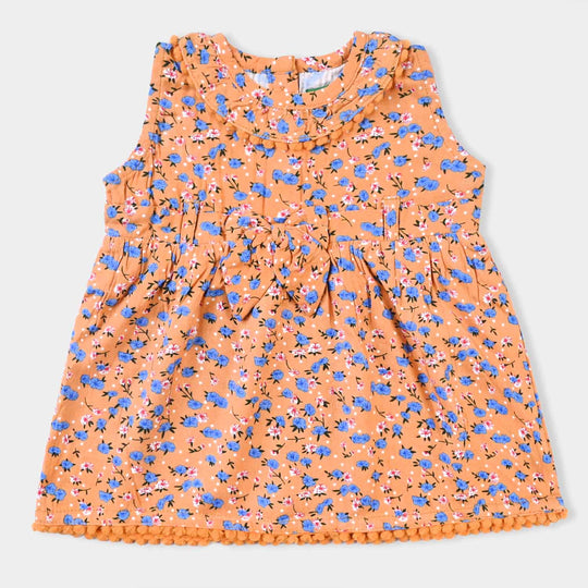 Infant Girls Marina Frock Printed-ORANGE