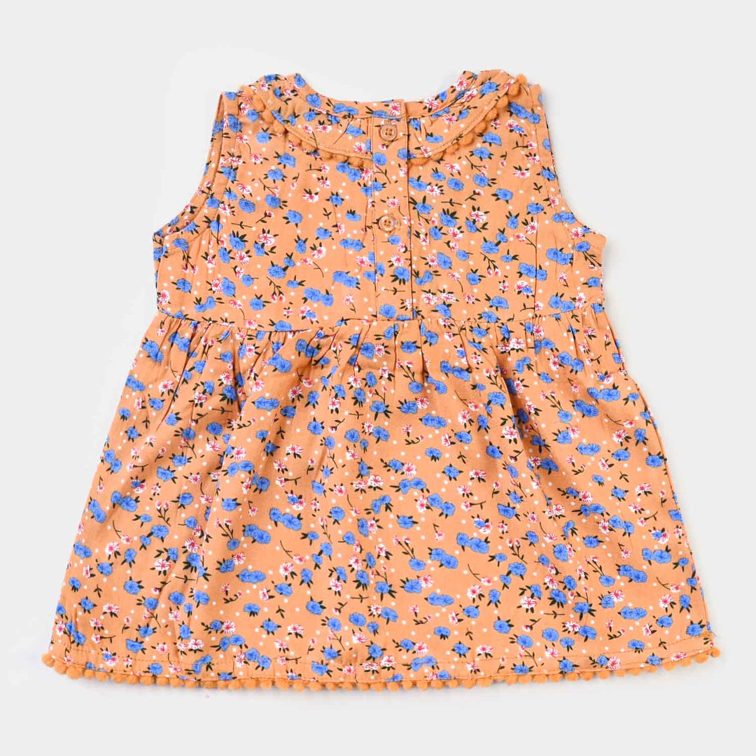 Infant Girls Marina Frock Printed-ORANGE