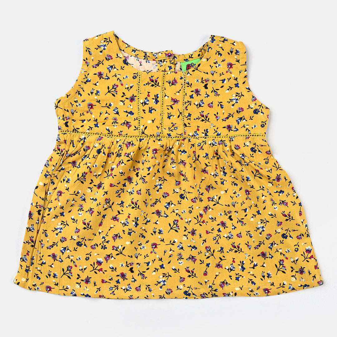 Infant Girls Marina Frock Printed-Yellow