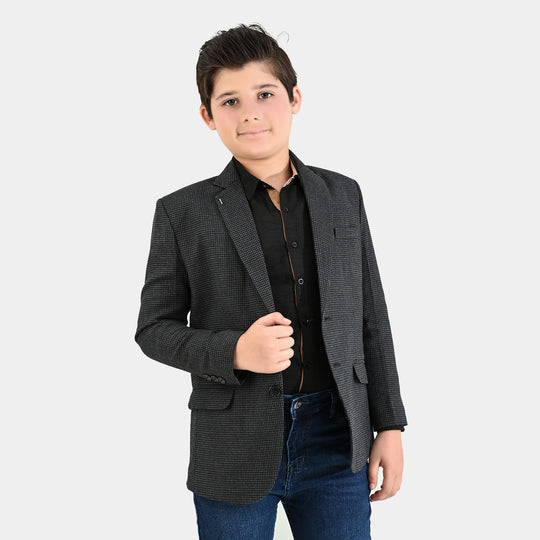 Boys Wool Blazer (Stitch)-BLACK