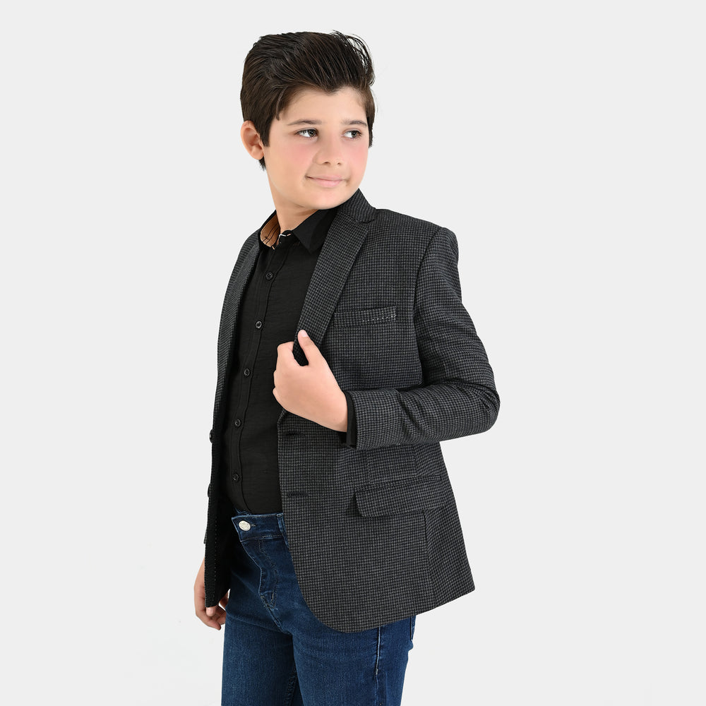 Boys Wool Blazer (Stitch)-BLACK