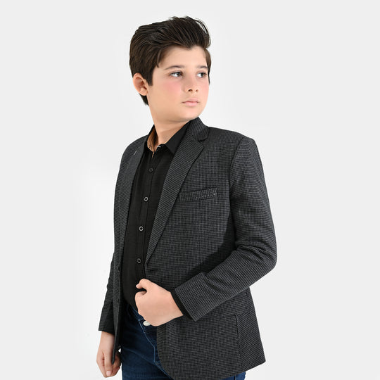 Boys Wool Blazer (Stitch)-BLACK