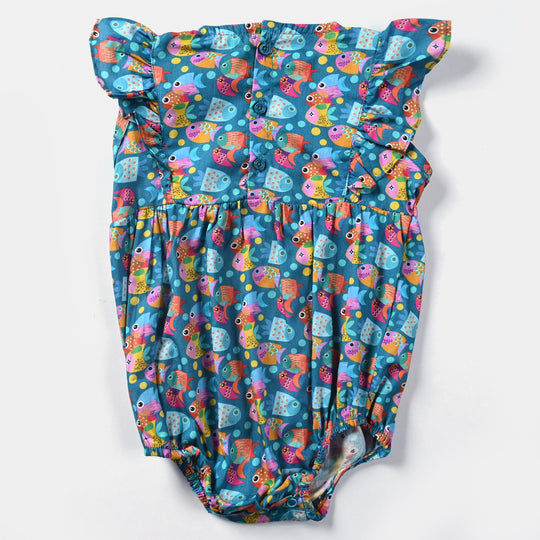 Infant Girls Cotton Romper Sea Life-Blue