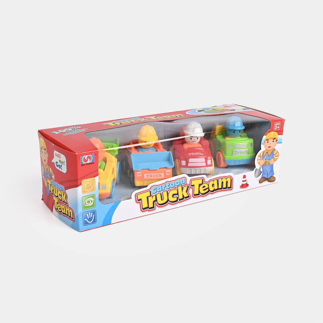 4PCs Friction-Powered Vehicle Set | Safe & Fun for Kids