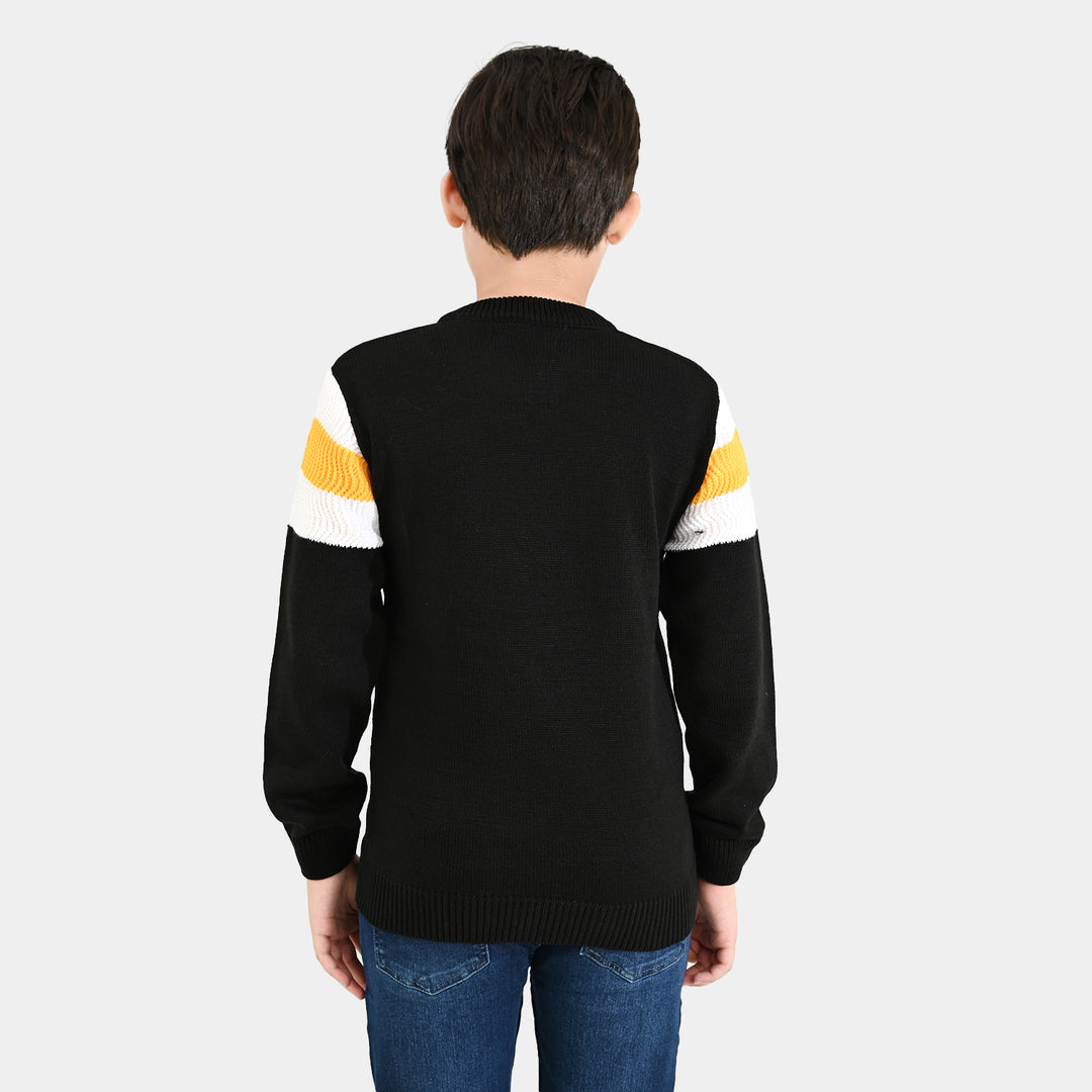 Boys Acrylic Sweater Character-Black/Yellow