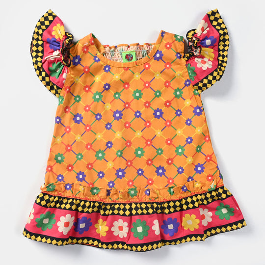 Infant Girls Casual Frock Iconic-ORANGE