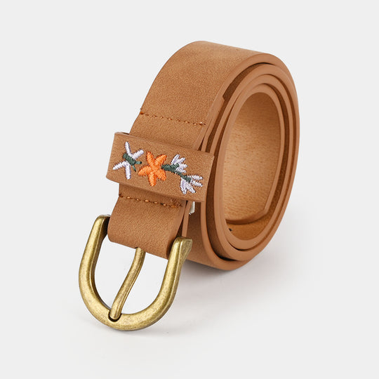 Kids Belt Floral-6005-BROWN