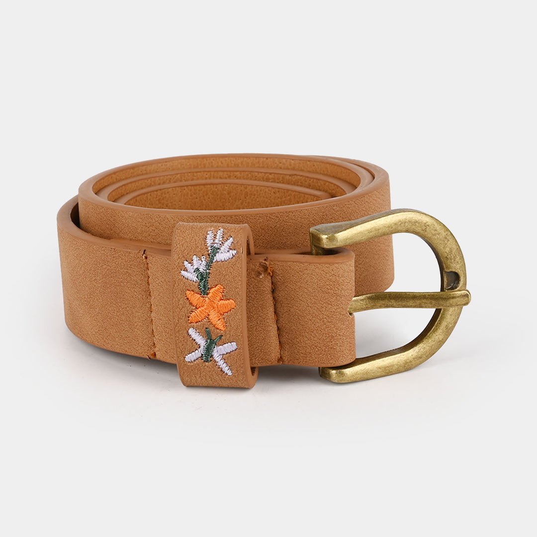 Kids Belt Floral-6005-BROWN