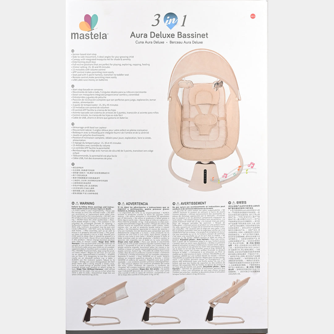 3-in-1 Aura Deluxe Bassinet Auto Swing Mastela | 8015