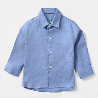 Infant Boys Cotton Poplin Formal Shirt-Blue