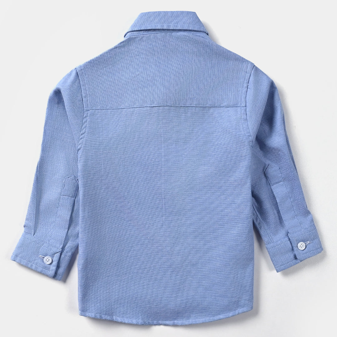 Infant Boys Cotton Poplin Formal Shirt-Blue