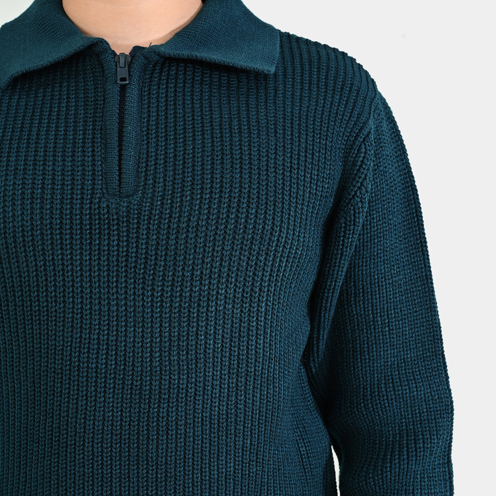 Boys Acrylic Sweater-Crystal Teal - Teal